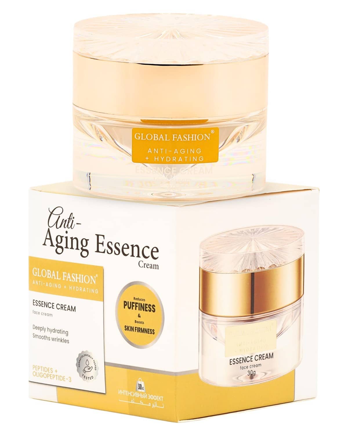 Anti-Aging Essence Cream 30g – Hydrating & Firming Face Moisturizer with Peptides, Collagen, 24K Gold & Hyaluronic Acid – Reduces Wrinkles, Puffiness & Restores Skin Elasticity for