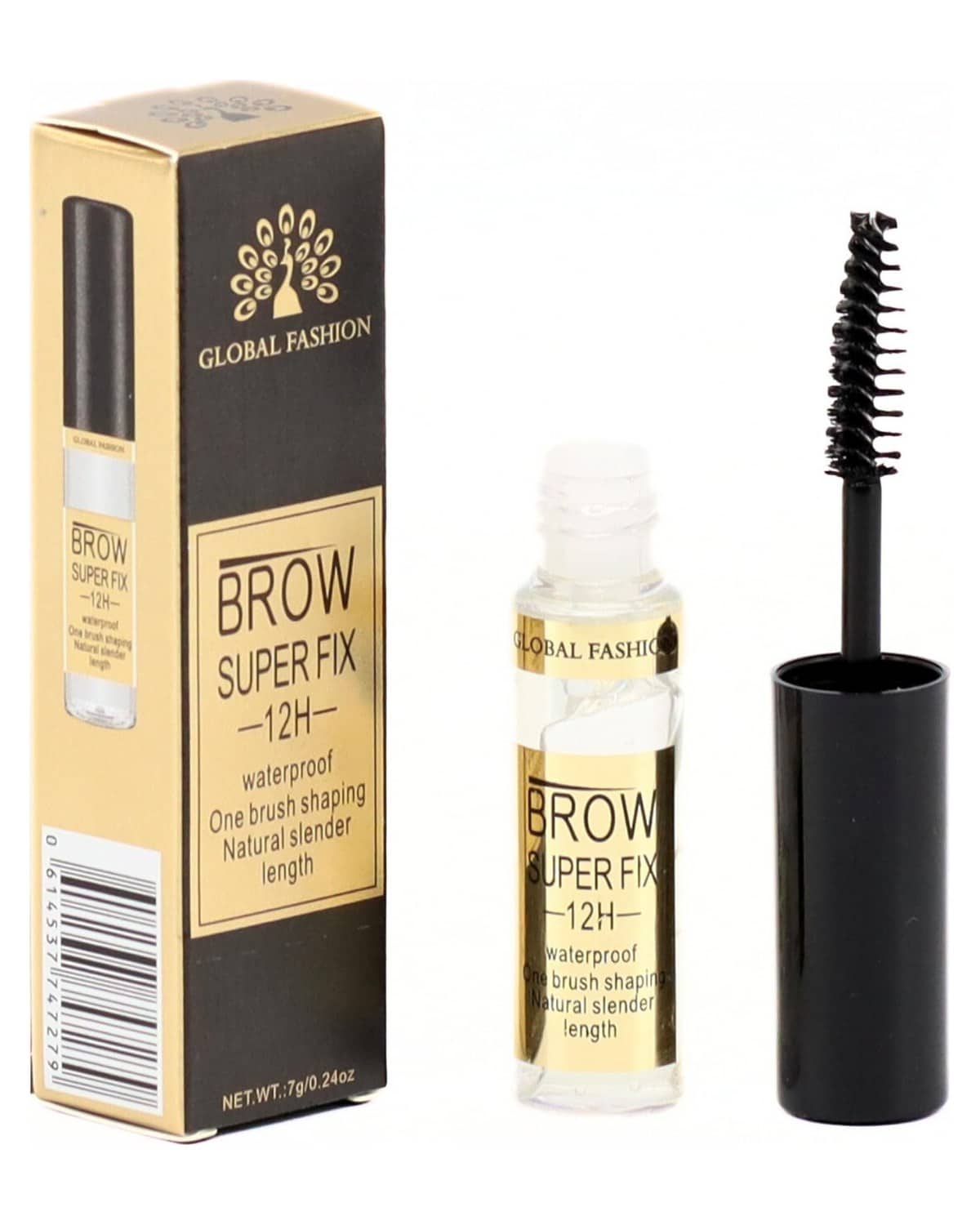 Global Fashion Brow Super Fix 12H – Waterproof Clear Eyebrow Gel with One-Brush Application, Invisible Brow Styling & Setting Gel, Smudge-Proof, No White Cast, Enriched with D-Panthenol, 7 g