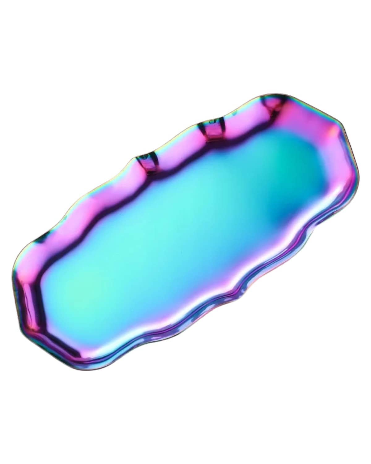 GLOBAL FASHION Professional Premium Metal Multi-Purpose Tray (1Pc) | Korean Style Desktop Organizer for Jewelry, Cosmetics, Candy, Cake, Home Decor | (Rainbow Tray)
