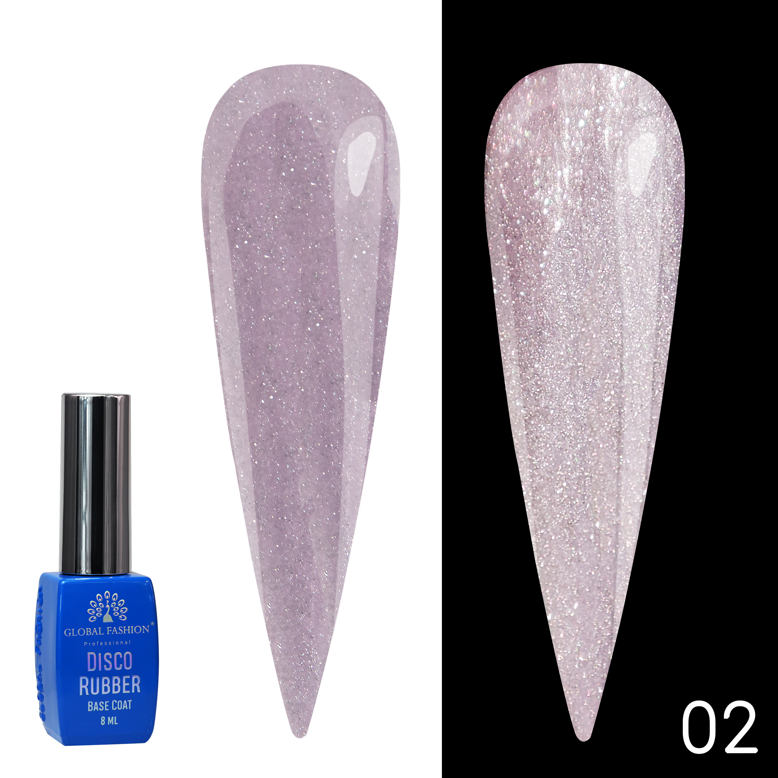 Disco Opal Reflective Rubber Base Coat | Shimmering Builder Gel for Gel Nails , 8ml | 02
