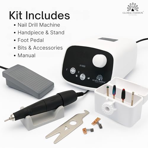 Global Fashion GF-121 Professional Electric Nail Drill – 50K RPM 80W E-File
