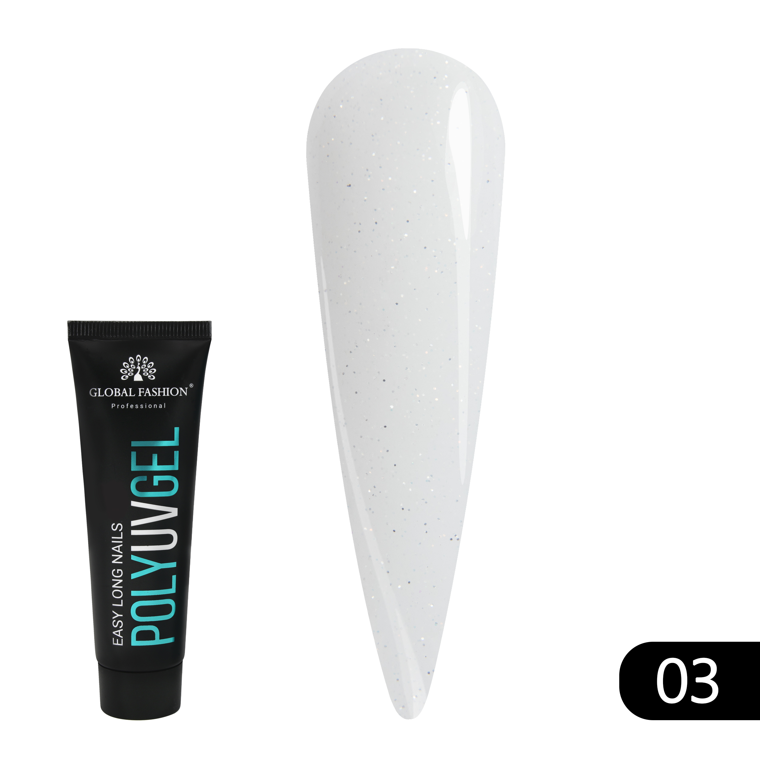 Global Fashion Shimmer Polygel for DIY Nail Extensions | UV Builder Gel 30g | 03