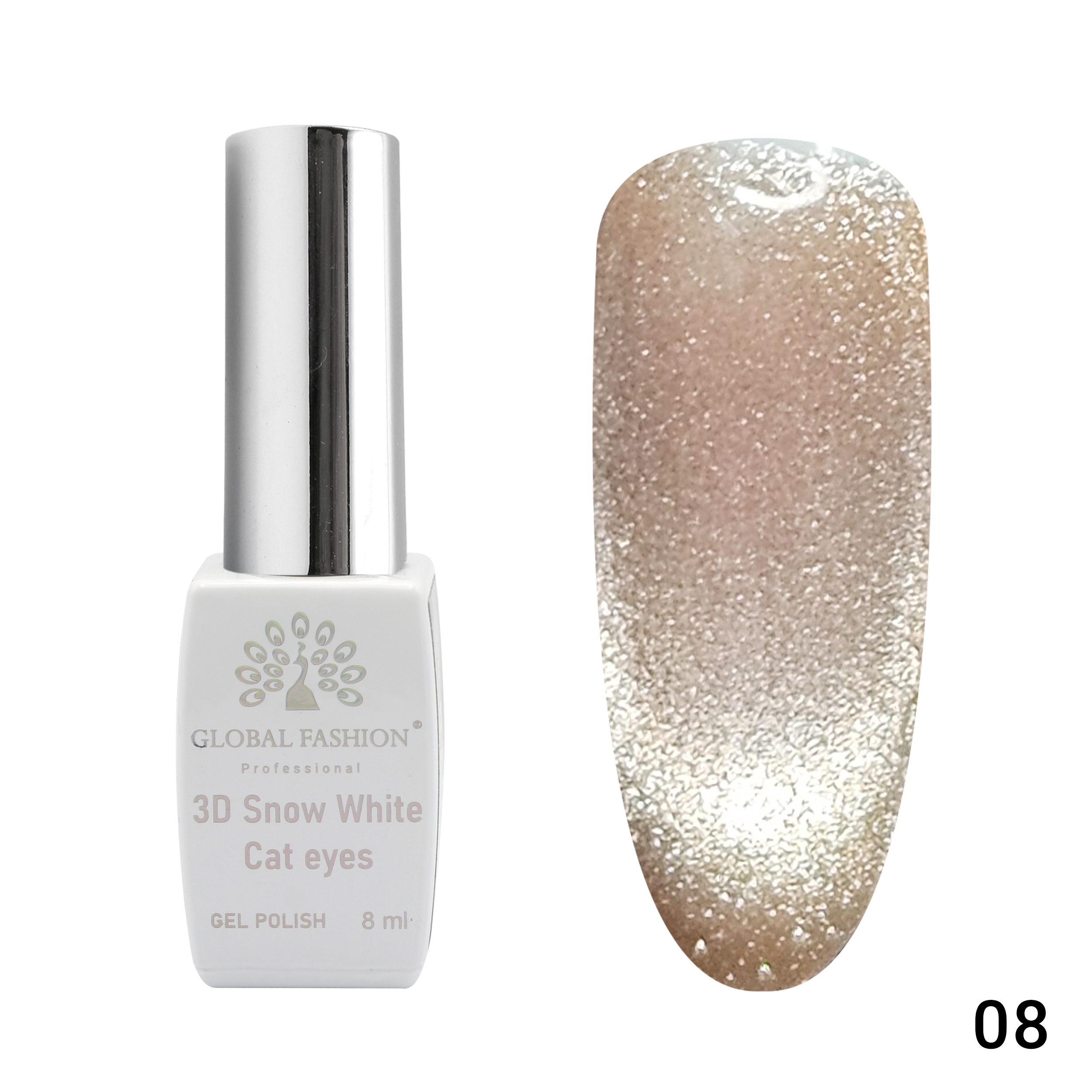 Gel polish cat eye 3D Snow White 08