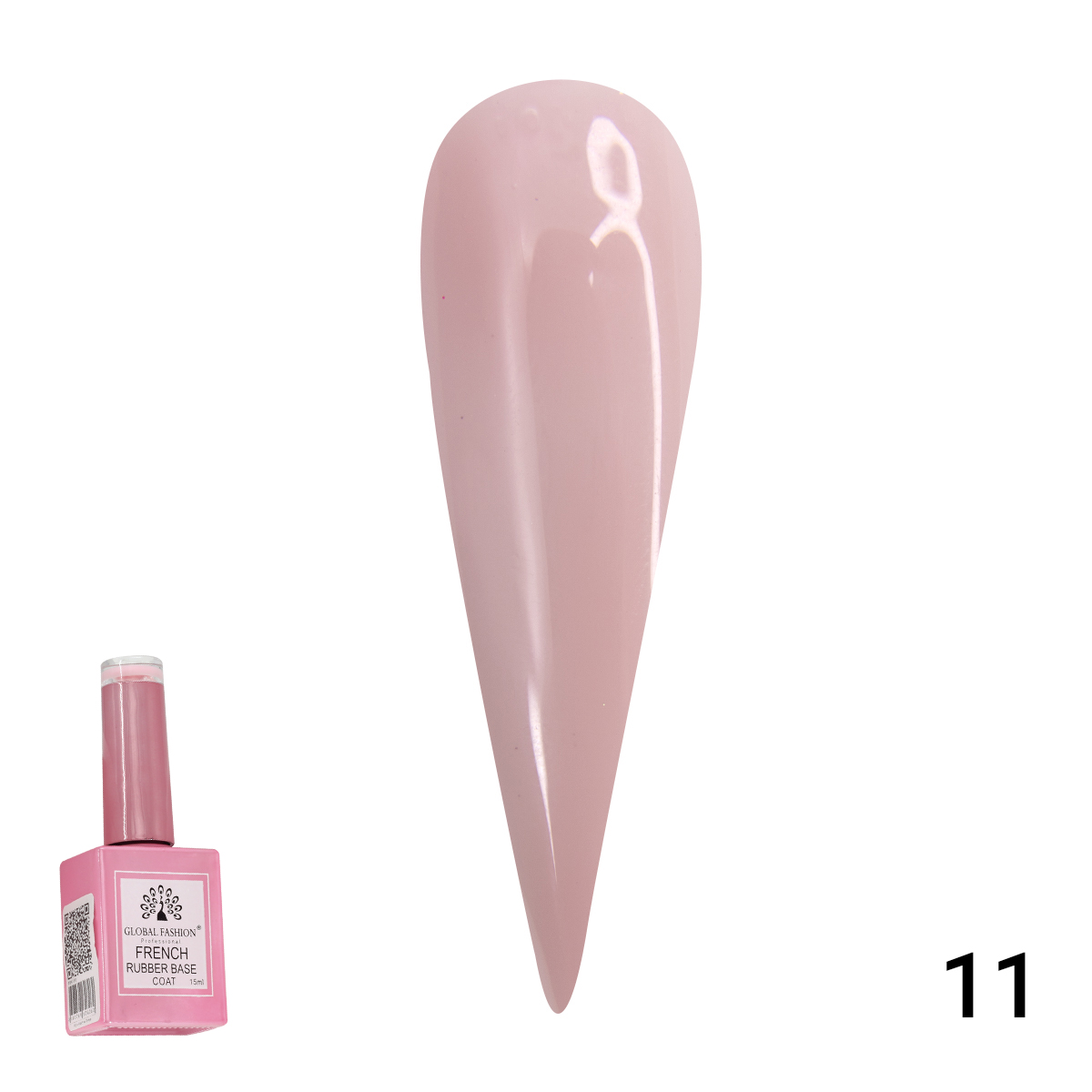 Global Fashion Rubber Base Coat French Gel Polish, 15ml | 11