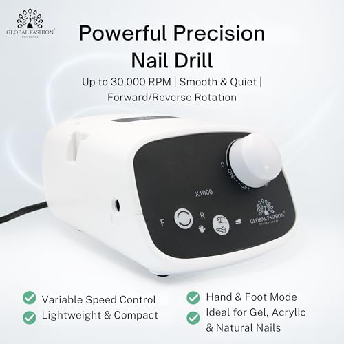 Global Fashion GF-121 Professional Electric Nail Drill – 50K RPM 80W E-File
