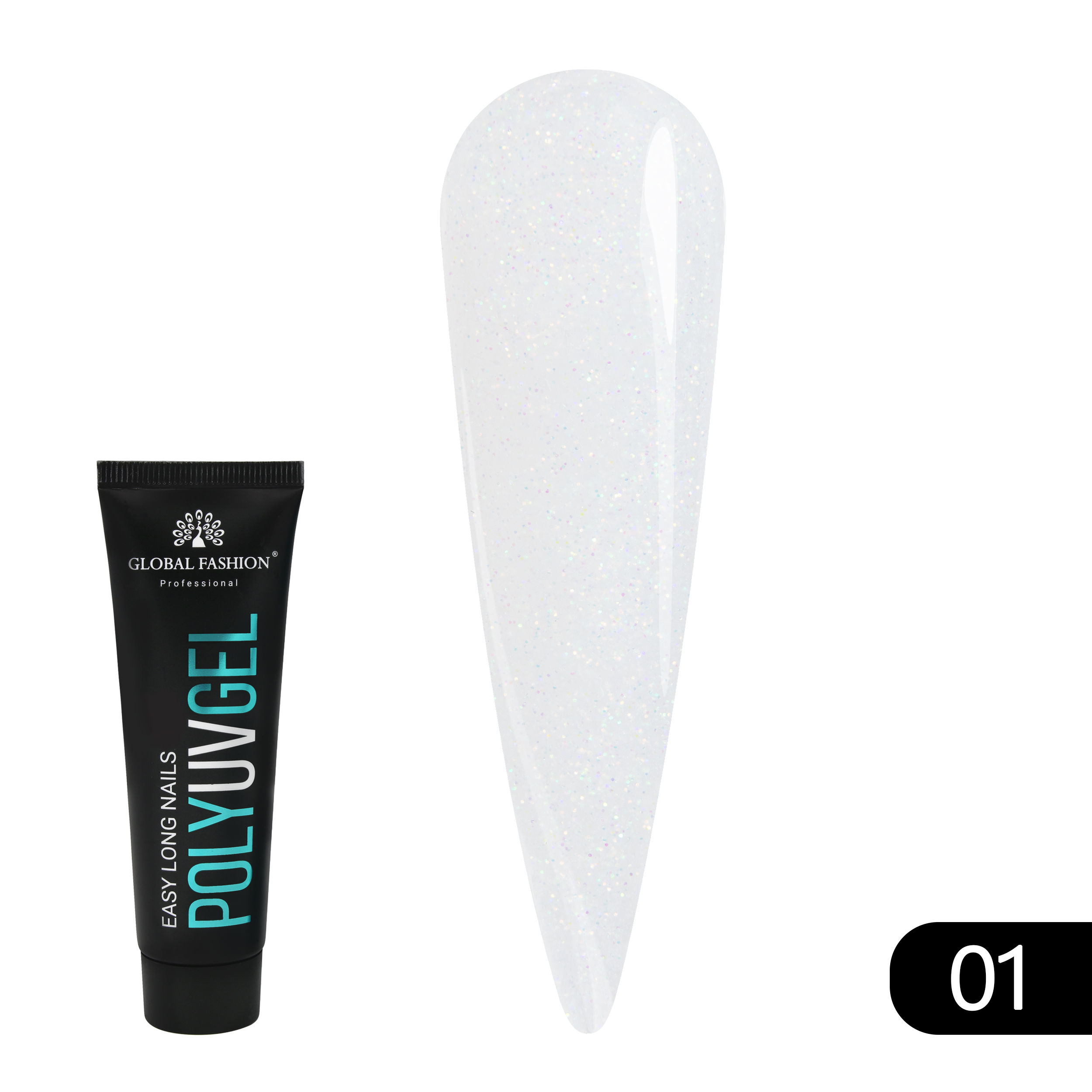 Global Fashion Shimmer Polygel for DIY Nail Extensions | UV Builder Gel 30g | 01