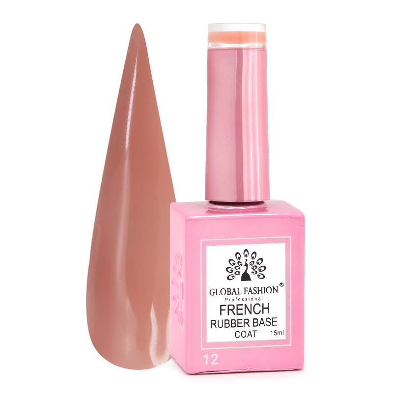 Global Fashion Rubber Base Coat French Gel Polish, 15ml | 12