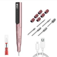 Global Fashion 35K RPM Rechargeable E-File - Portable USB Nail Drill Kit (24W, Pink)