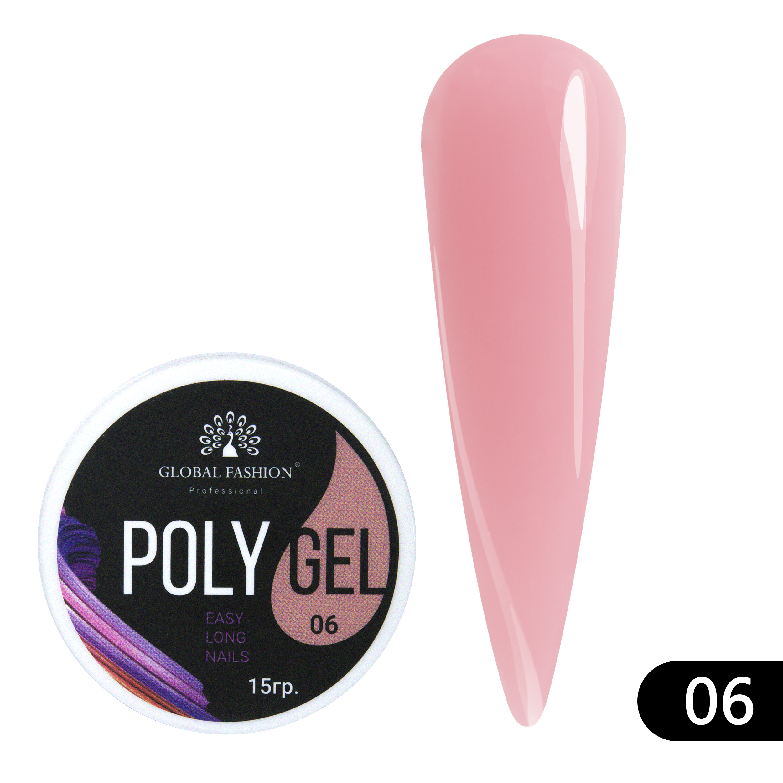 Global Fashion Polygel (Poly UV Gel) for Nail Extensions | 15g | 06