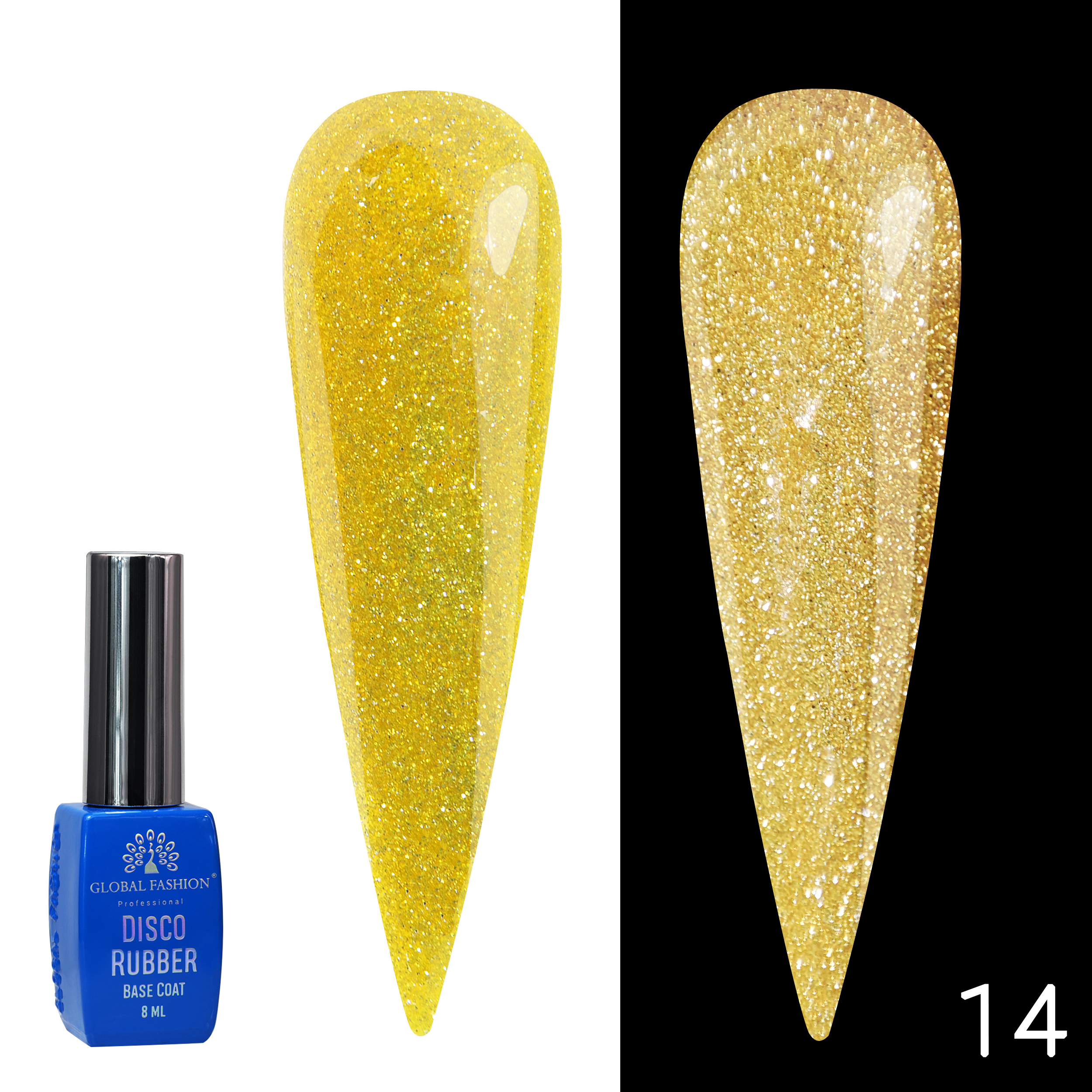 Disco Opal Reflective Rubber Base Coat | Shimmering Builder Gel for Gel Nails , 8ml | 14