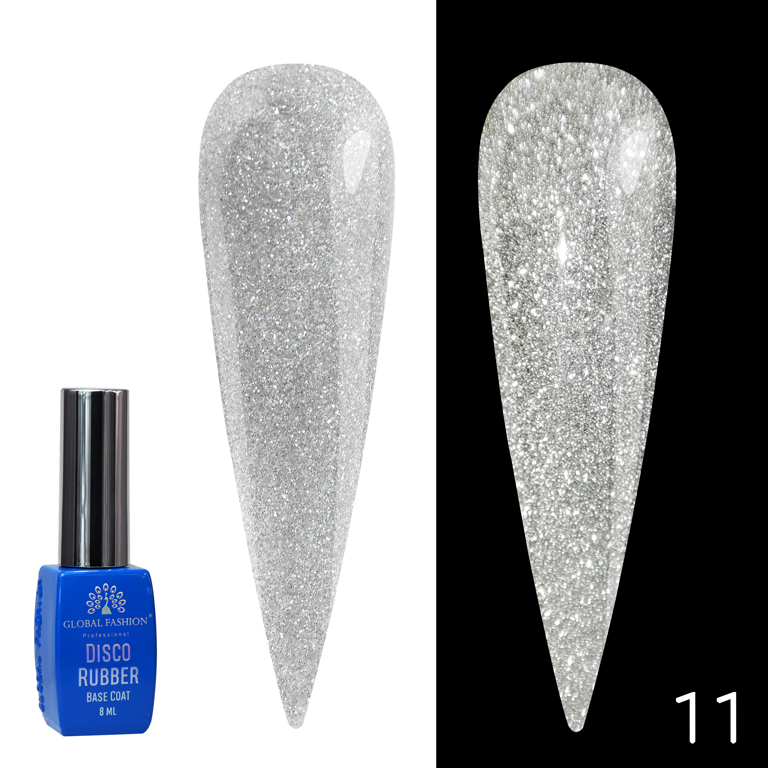 Disco Opal Reflective Rubber Base Coat | Shimmering Builder Gel for Gel Nails , 8ml | 11