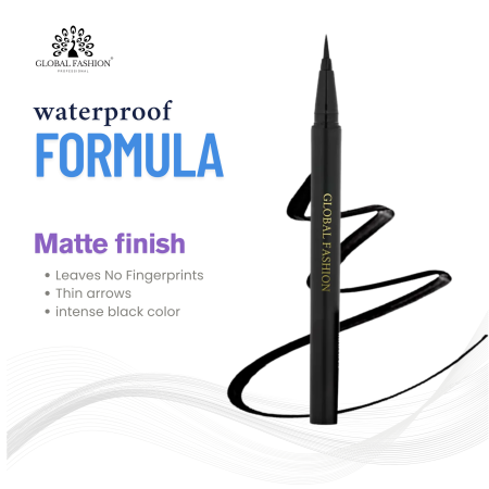 Global Fashion felt tip eyeliner and volumizing mascara close up ماسكارا وايلاينر لقطة مقربة