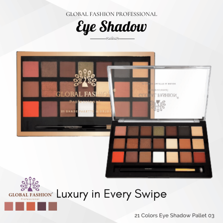 Global Fashion eyeshadow palette close up high pigment texture ظلال عيون لقطة مقربة
