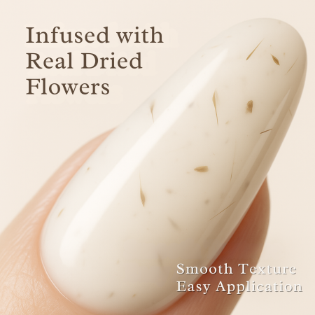HEMA-Free Builder Flower Gel 8ml by Global Fashion – Real Dried Floral Petals, UV/LED Cure