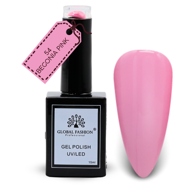 Blush Garden Nail Polish 15ml UV LED | 54-Begonia Pink 1p Pink Gel Nail Polish Bottle 15ml - UV LED Soak Off Nail Color UAE GCC | طلاء أظافر جل وردي