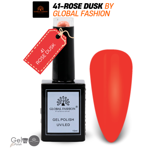 Sunset Sorbet Nail Polish 15ml UV LED | 41-Rose Dusk 1p Peach Coral Gel Nail Polish Bottle 15ml - UV LED Soak Off Nail Color UAE GCC | طلاء أظافر جل