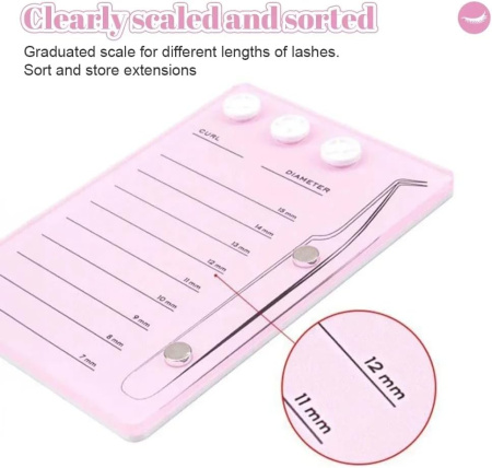 Acrylic lash extension palette close up professional lash tray لوحة تركيب رموش لقطة مقربة