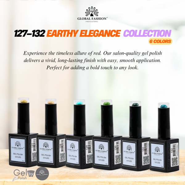 Earthy Elegance Gel Nail Polish Collection | 127–132 Earthy Elegance 6p Earth Tone Gel Nail Polish Bottle 15ml - UV LED Soak Off Nail Color UAE GCC | طلاء أظافر جل