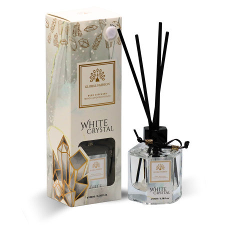 White Crystal Reed Diffuser 100ml Home Fragrance Reed Diffuser Close Up - Luxury Aromatherapy Home Decor Fragrance | معطر منزلي صورة مقربة