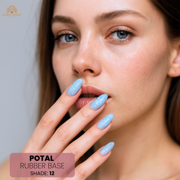 Rubber Base Potal 8ml, Shade 12 – Gold Foil Nail Base Coat
