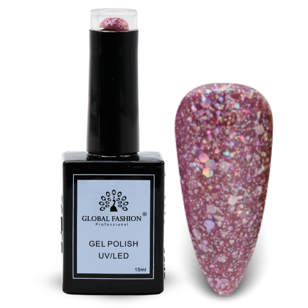 Inky & Indigo Nail Polish 15ml UV LED | 126-Upper Crust Glitter 1p Indigo Glitter Gel Nail Polish Bottle 15ml - UV LED Soak Off Nail Color UAE GCC | طلاء أظافر جل بنفسجي