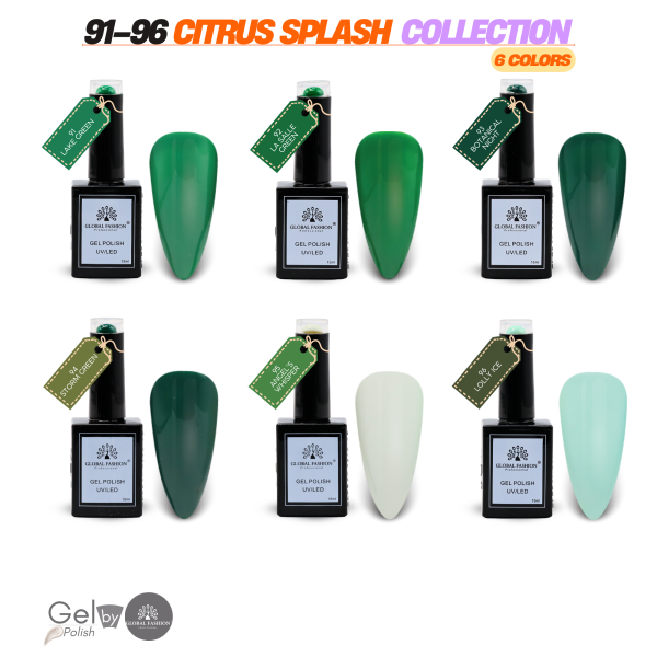 Citrus Splash Gel Nail Polish Collection | 91–96 Citrus Splash 6p Green Gel Nail Polish Bottle 15ml - UV LED Soak Off Nail Color UAE GCC | طلاء أظافر جل أخضر