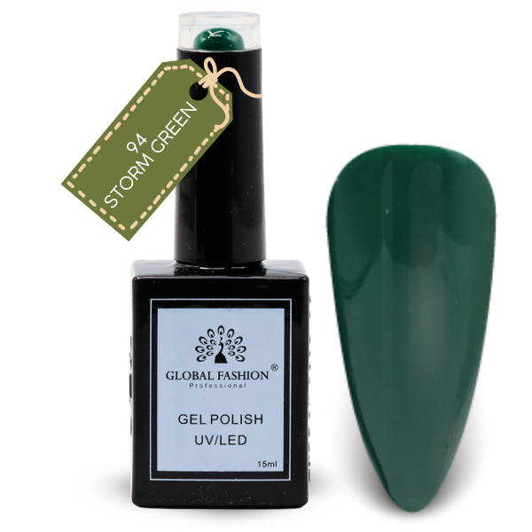 Citrus Splash Nail Polish 15ml UV LED | 94-Storm Green 1p Green Gel Nail Polish Bottle 15ml - UV LED Soak Off Nail Color UAE GCC | طلاء أظافر جل أخضر