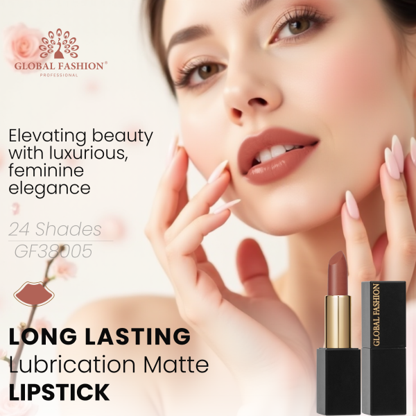 Global Fashion matte lipstick preview high pigment smooth matte finish احمر شفاه مطفي لون غني