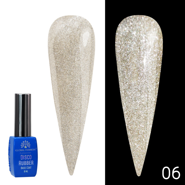 Disco Opal Reflective Rubber Base Coat | Shimmering Builder Gel for Gel Nails , 8ml | 06