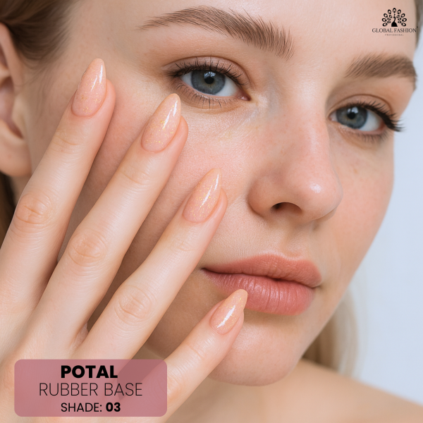 Rubber Base Potal 8ml, Shade 03 – Gold Foil Nail Base Coat
