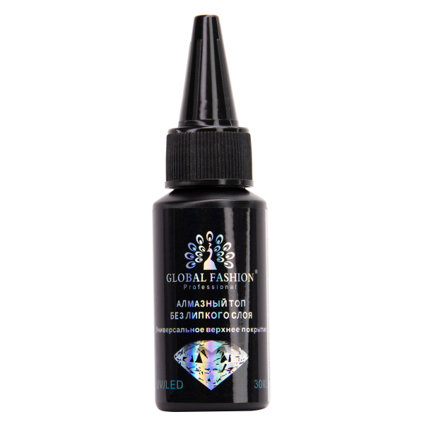 Universal Top Coat Gel without sticky layer (Top/Finish) Global Fashion TOP-Diamond, 30 ml