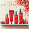 Vitamin E skincare set close up youthful glow finish مجموعة عناية بالبشرة لقطة مقربة
