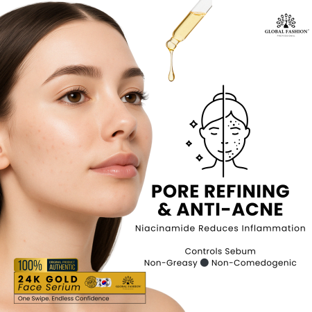 24K Gold Face Serum 50ml Serum Close Up - Hydrating Anti Aging Facial Treatment | سيروم للوجه صورة مقربة