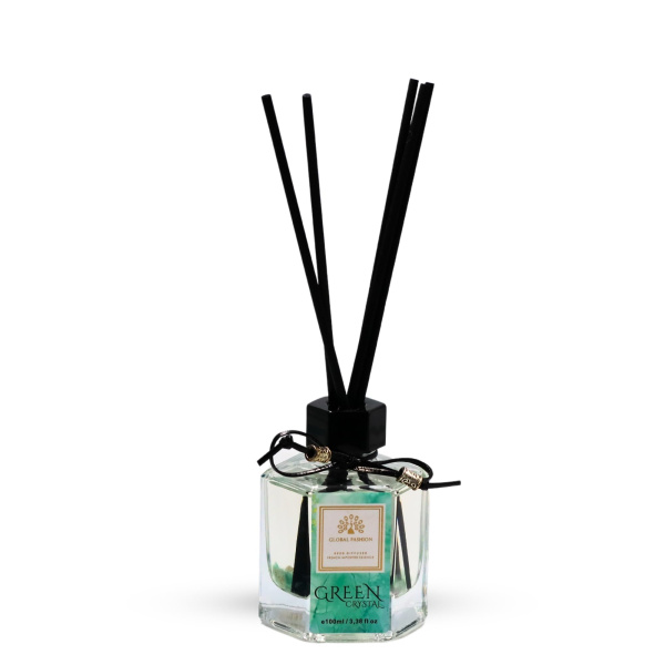 Green Crystal Reed Diffuser 100ml Home Fragrance Reed Diffuser Bottle 100ml - Luxury Aromatherapy Home Fragrance UAE GCC | معطر غرف فاخر
