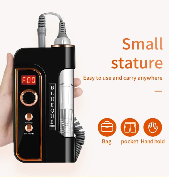 BQ301 Cordless Nail Drill 35000 RPM LCD | Black Portable Cordless Nail Drill 35000 RPM Electric File UAE GCC | جهاز أظافر