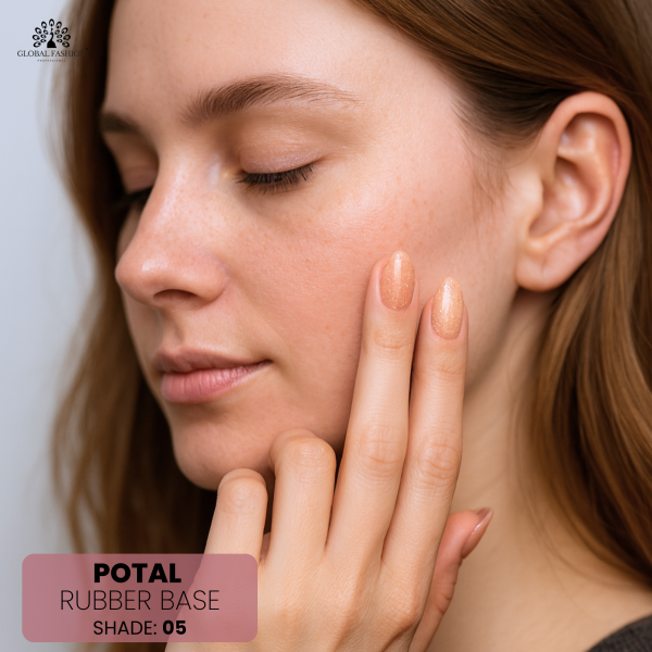 Rubber Base Potal 8ml, Shade 05 – Gold Foil Nail Base Coat
