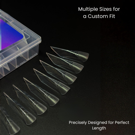 Nail Extension Tips 120pcs – Clear Dual Forms | Stiletto Nail Tips Close View Extension Kit | اطراف اظافر
Nail Extension Tips 120pcs – Clear Dual Forms | Stiletto Dual Nail Forms Detailed View | اظافر صناعية