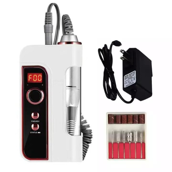 BQ301 Cordless Nail Drill 35000 RPM LCD | White Portable Cordless Nail Drill 35000 RPM Electric File UAE GCC | جهاز أظافر