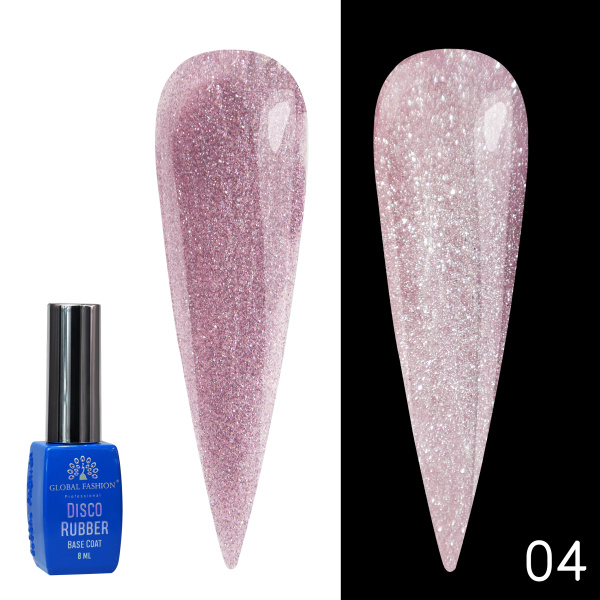 Disco Opal Reflective Rubber Base Coat | Shimmering Builder Gel for Gel Nails , 8ml | 04