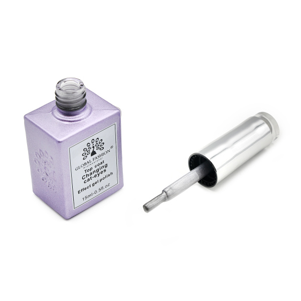 Silver Cat Eye Gel Top, Magnetic Nail Top Coat, UV LED Cat Eye Top Gel Polish, Global Fashion Cat Eye Gel Silver, جل توب كات آيز فضي, جل مغناطيسي للأظافر
