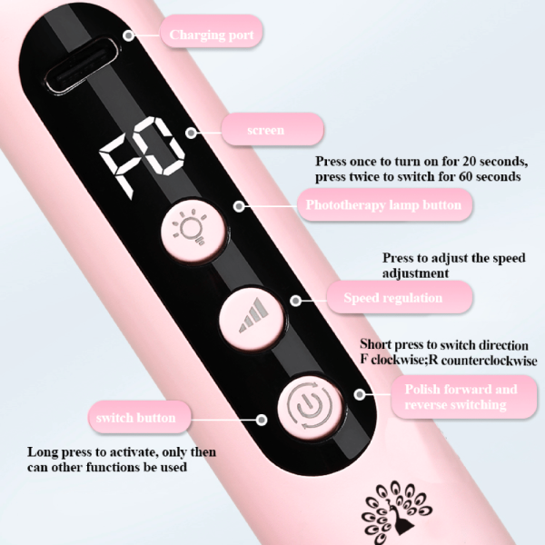 2-in-1 Nail Drill & UV Lamp Cordless Polishing Pen | Blue Cordless Nail Drill Machine with UV Lamp - Electric Nail File UAE GCC | جهاز أظافر