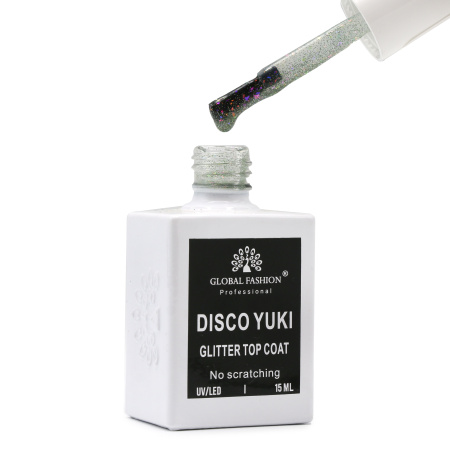 Disco Yuki Top without sticky layer, Global Fashion Nail Gel, 15ml Top Coat, No Wipe Gel Polish Finish, جل ديسكو يوكي طبقة علوية بدون مسح للأظافر
