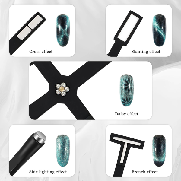 Global Fashion Multifunctional Magnet 5 in 1 Black – Nail Art Cat Eye Gel Tool
