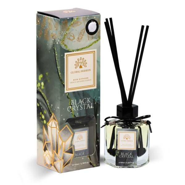 Black Crystal Reed Diffuser 100ml Home Fragrance Reed Diffuser Bottle 100ml - Luxury Aromatherapy Home Fragrance UAE GCC | معطر غرف فاخر