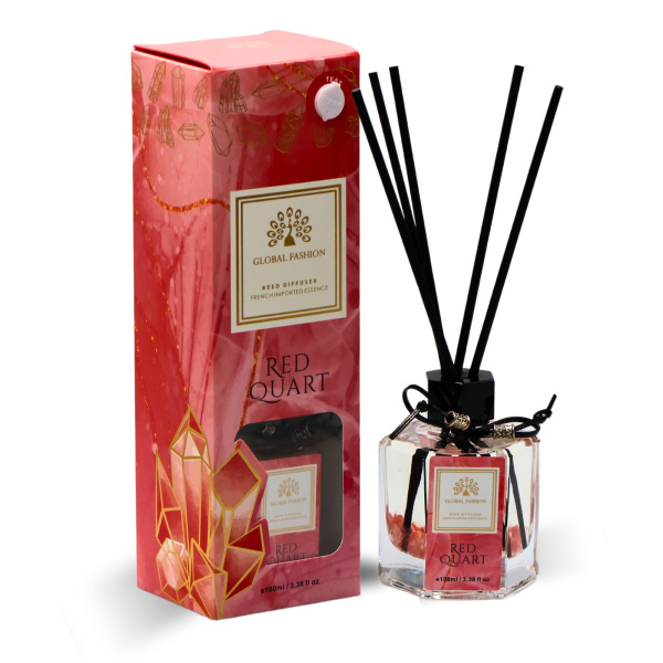 Red Quartz Reed Diffuser 100ml Home Fragrance Reed Diffuser Bottle 100ml - Luxury Aromatherapy Home Fragrance UAE GCC | معطر غرف فاخر