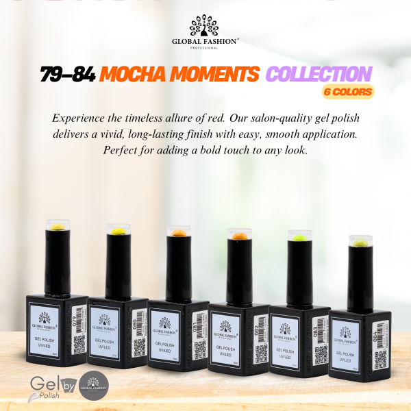 Mocha Moments Gel Nail Polish Collection | 79–84 Mocha Moments 6p Beige Brown Gel Nail Polish Bottle 15ml - UV LED Soak Off Nail Color UAE GCC | طلاء أظافر جل بني