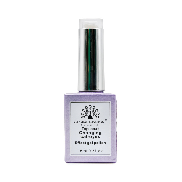 Silver Cat Eye Gel Top, Magnetic Nail Top Coat, UV LED Cat Eye Top Gel Polish, Global Fashion Cat Eye Gel Silver, جل توب كات آيز فضي, جل مغناطيسي للأظافر
