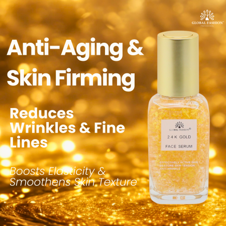 24K Gold Face Serum 50ml Serum Close Up - Hydrating Anti Aging Facial Treatment | سيروم للوجه صورة مقربة
