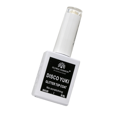 Disco Yuki Top without sticky layer, Global Fashion Nail Gel, 15ml Top Coat, No Wipe Gel Polish Finish, جل ديسكو يوكي طبقة علوية بدون مسح للأظافر
