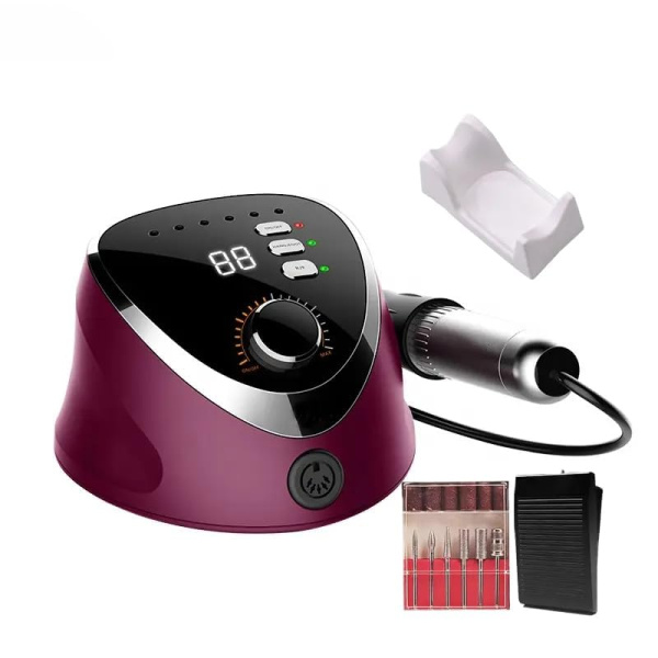 Global Fashion M12 35K RPM Electric Nail Drill – 68W Professional E-File Purple
